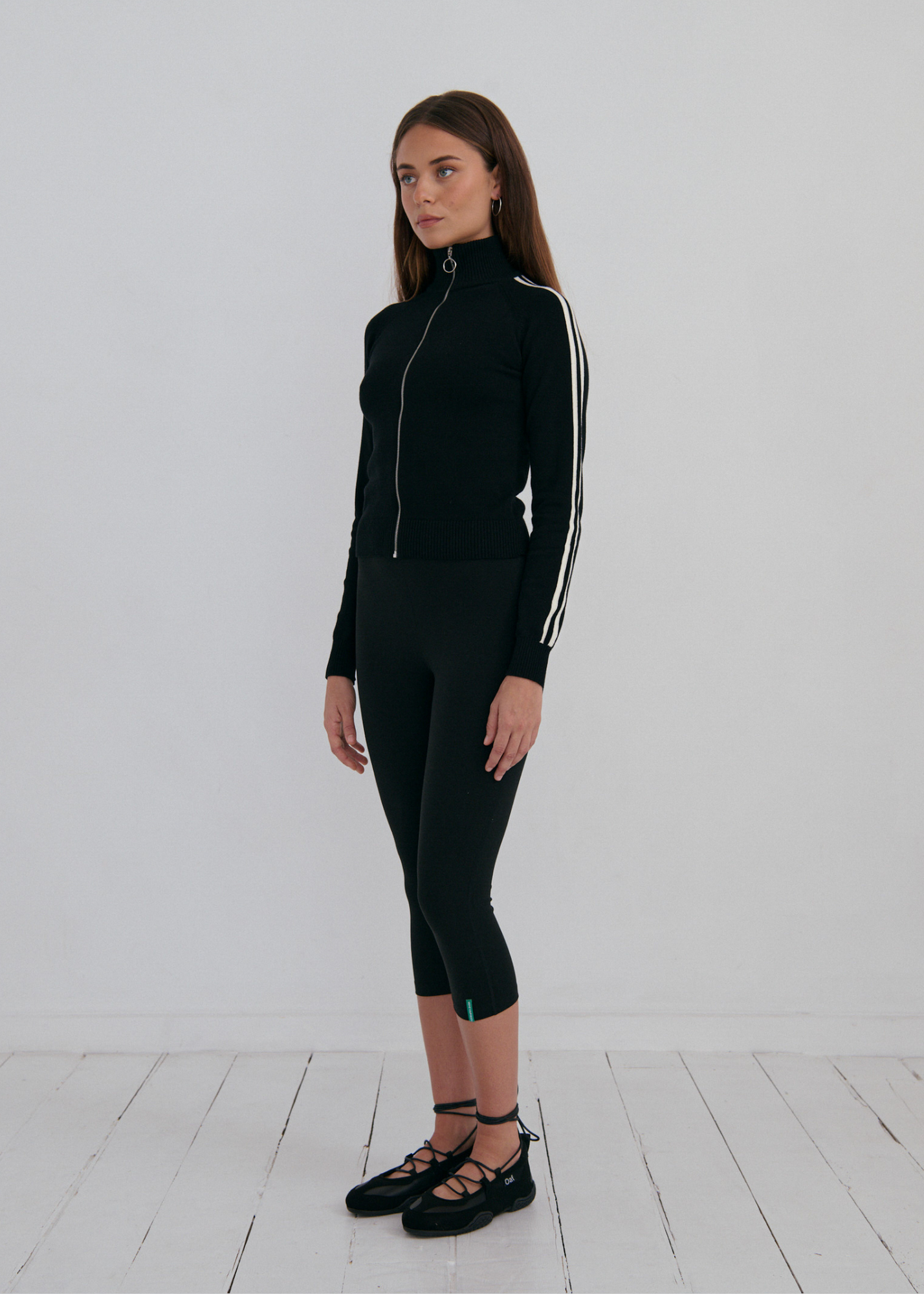 Striped Knit Bomber - Black/Cream