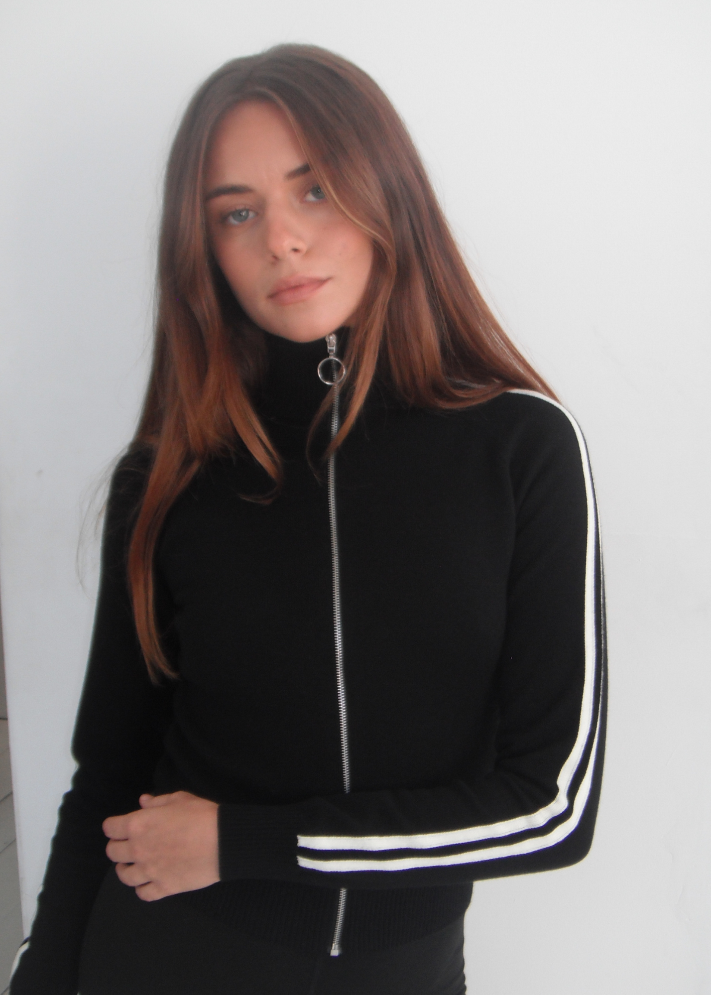 Striped Knit Bomber - Black/Cream