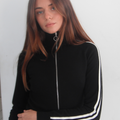 Striped Knit Bomber - Black and Cream