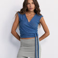 Light Merino Knit Wrap - Mid Blue