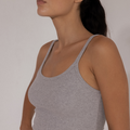 Pinky Ribbed Organic Singlet - Grey Marle