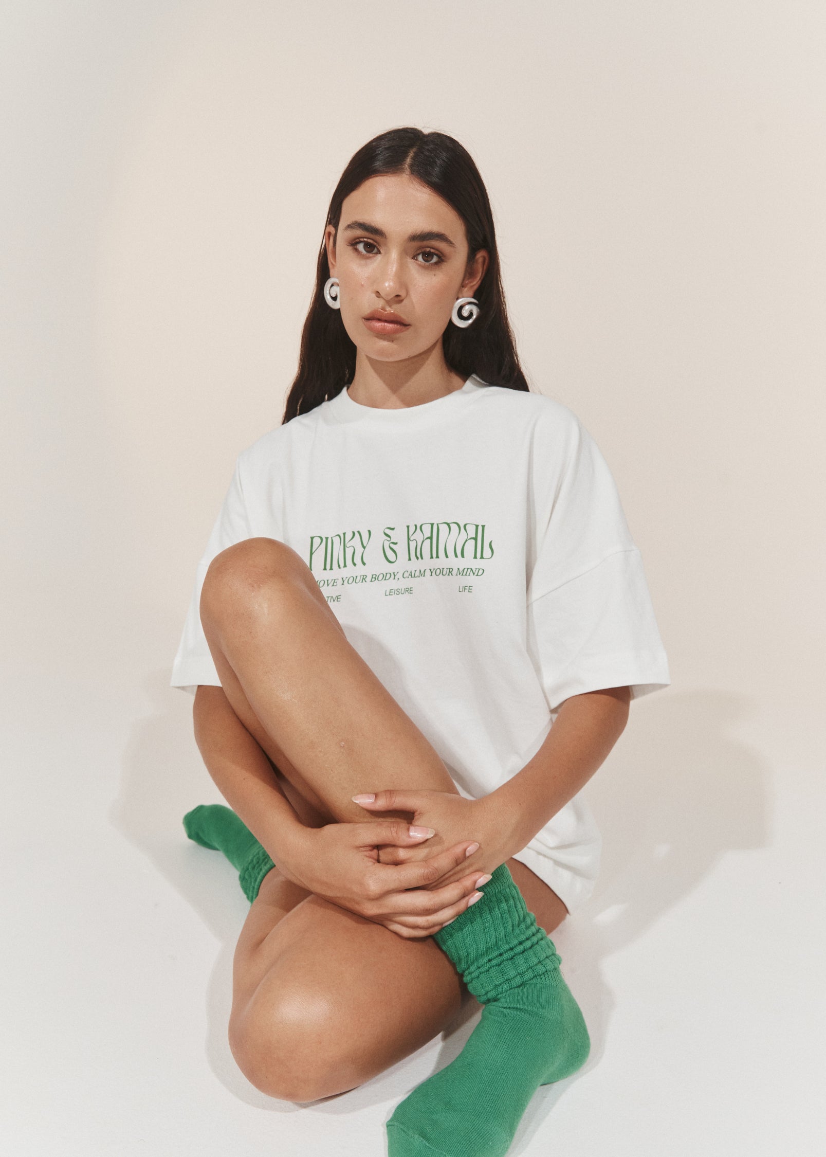 T-Shirts - Pinky & Kamal Logo T-Shirt - Green Text