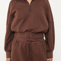 Quarter Zip Fleece Sweater - Dark Chocolate