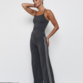 Straight Leg Tie Up Pant - Grey Stripe