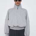 Quarter Zip Fleece Sweater - Grey Marle