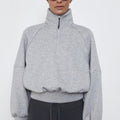 Quarter Zip Fleece Sweater - Grey Marle