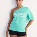 One Shoulder T-Shirt - Aqua