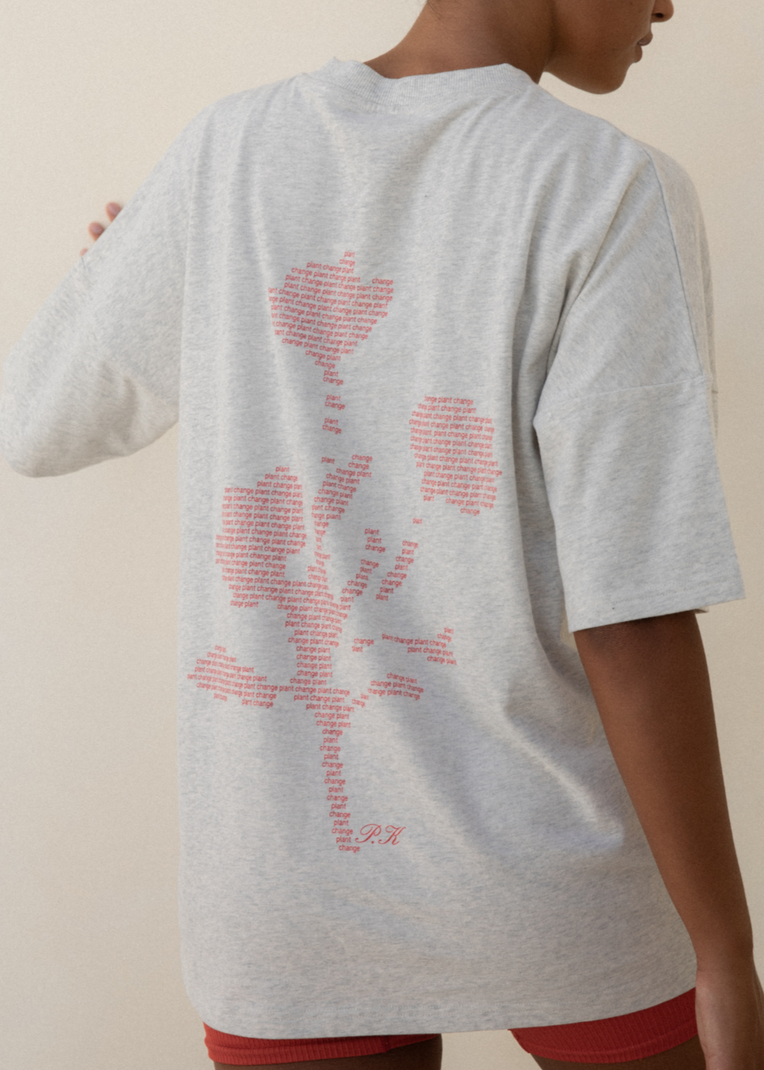 Plant Change Tee - Grey Marle/Red
