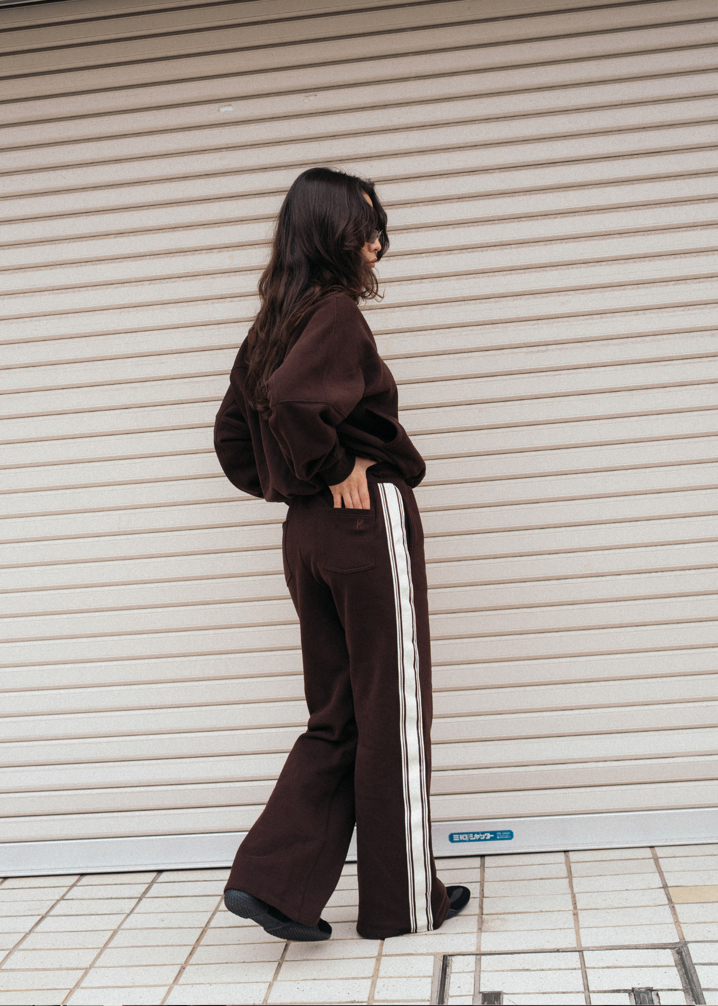 Side Stripe Trackpant - Chocolate Brown