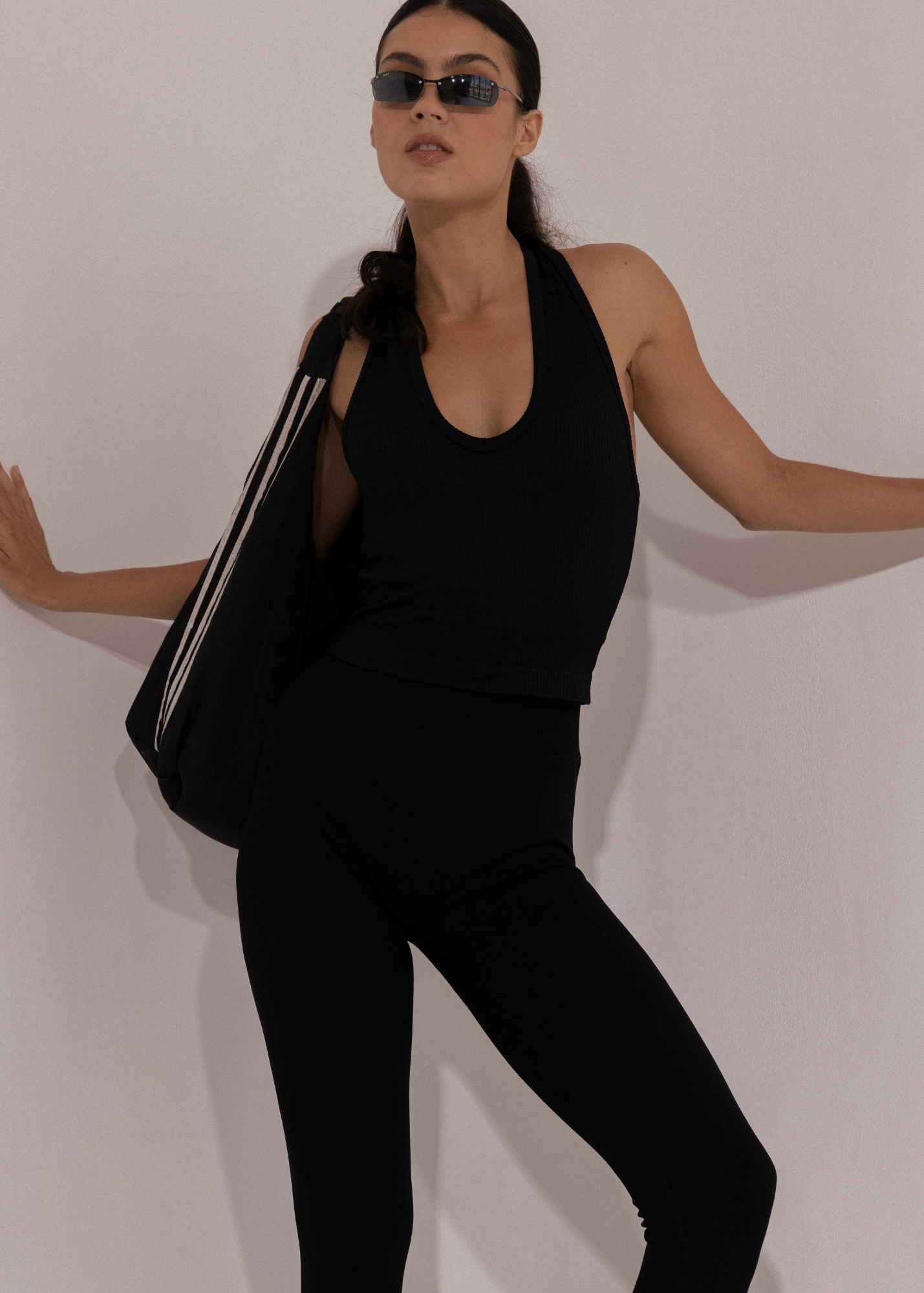 V-Neck Cropped Tank - Onyx Black