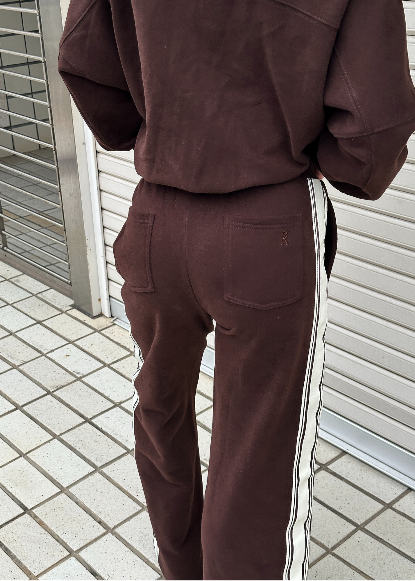 Side Stripe Trackpant - Chocolate Brown