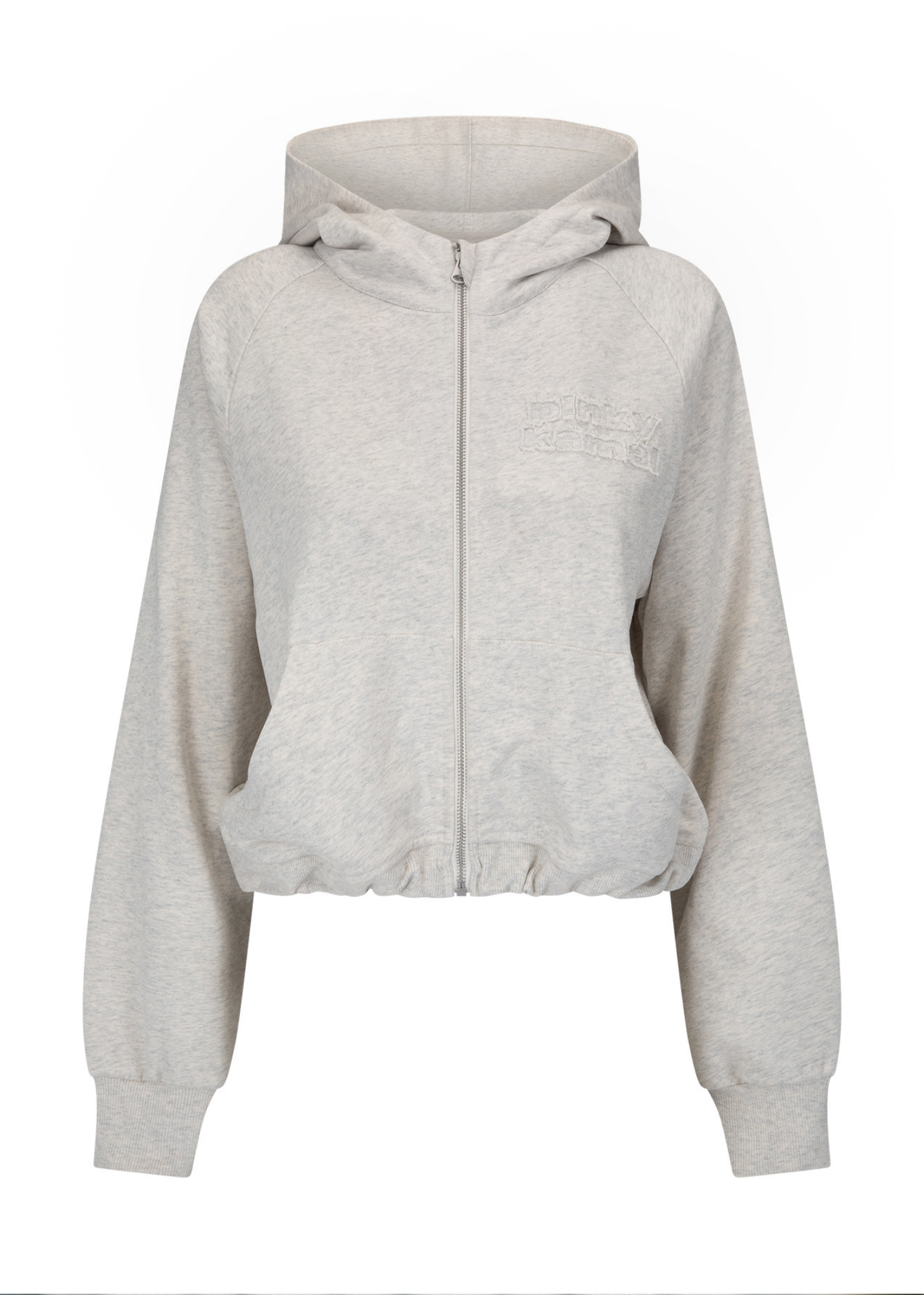 Cropped Zipper Hoodie - Grey Marle
