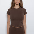 Cropped Baby Tee - Dark Brown