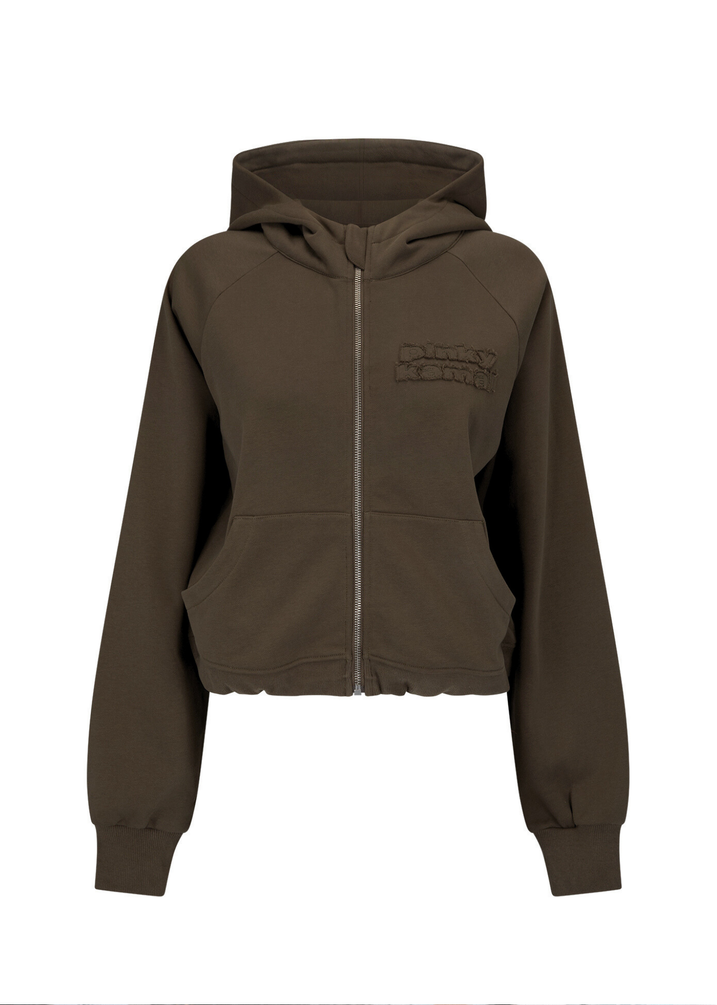 Cropped Zipper Hoodie - Khaki