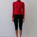 Striped Knit Bomber - Red and White