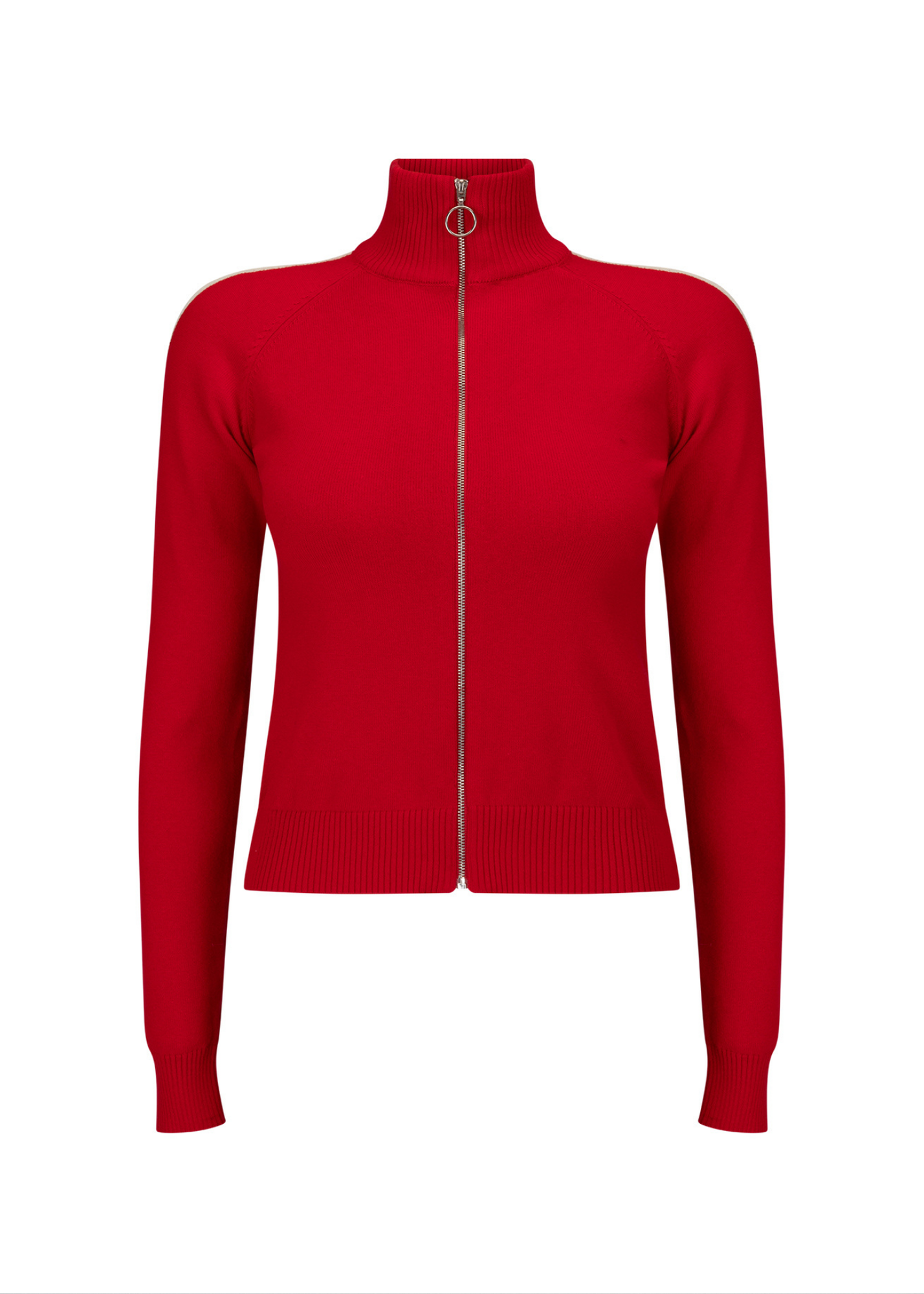 Striped Knit Bomber - Red/White