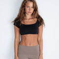 Scoop T-shirt Crop Top - Black