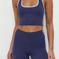 Halter Top - Midnight with Sky Blue Stripe