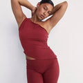 One Shoulder Asym Hem Tank - Cherry