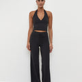 Straight Leg Tie Up Pant - Black