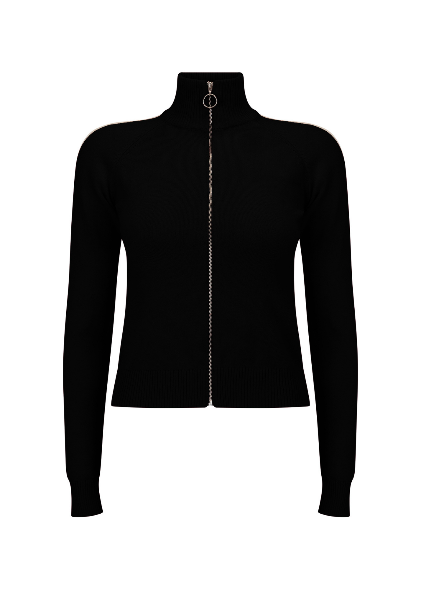 Striped Knit Bomber - Black/Cream