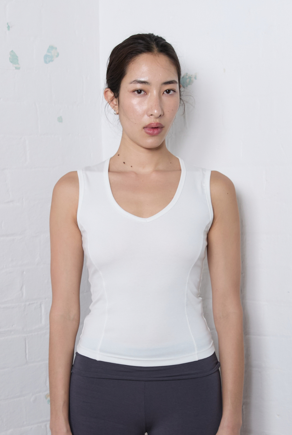V Neck Tank - White