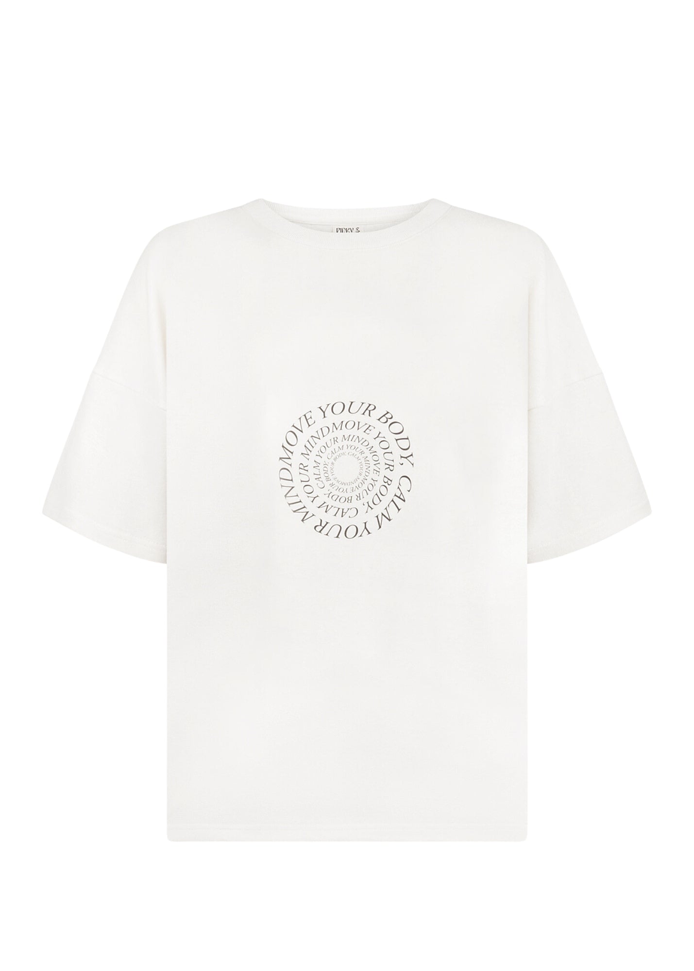 Oversized Hemp Circular Print T-Shirt - Raw/Dark Brown