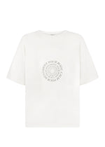 T-Shirts - Oversized Hemp Circular Print T-Shirt - Raw/Dark Brown