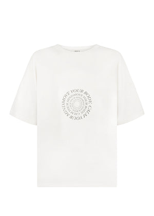 
                  
                    Load image into Gallery viewer, T-Shirts - Oversized Hemp Circular Print T-Shirt - Raw/Dark Brown
                  
                