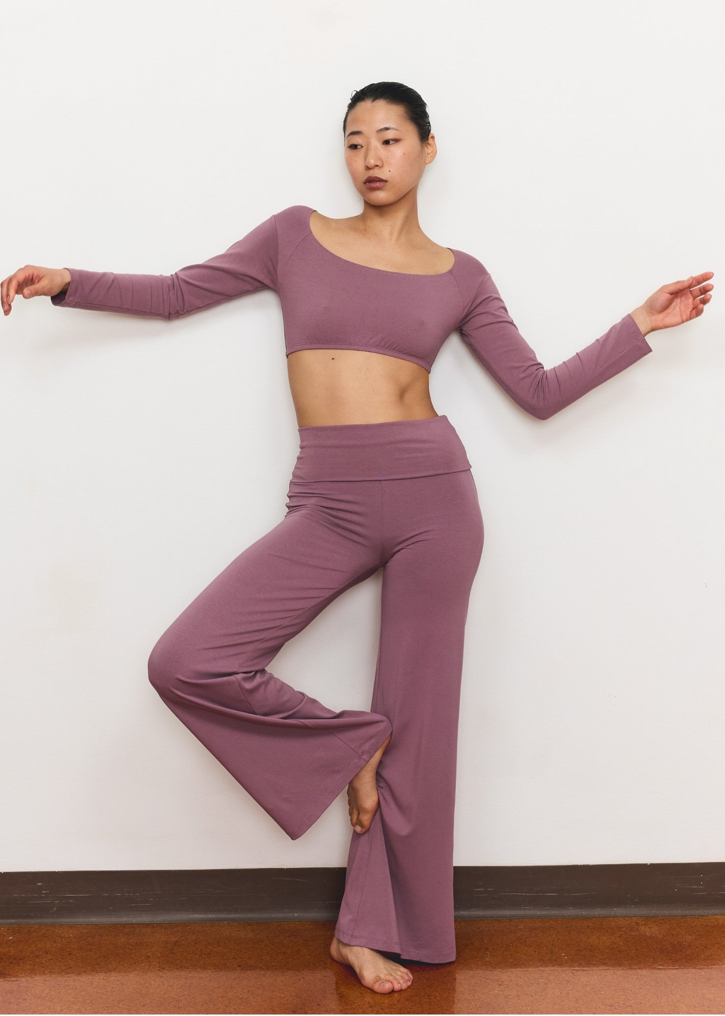 Long Sleeve Crop - Mauve - Organic Cotton/Bamboo