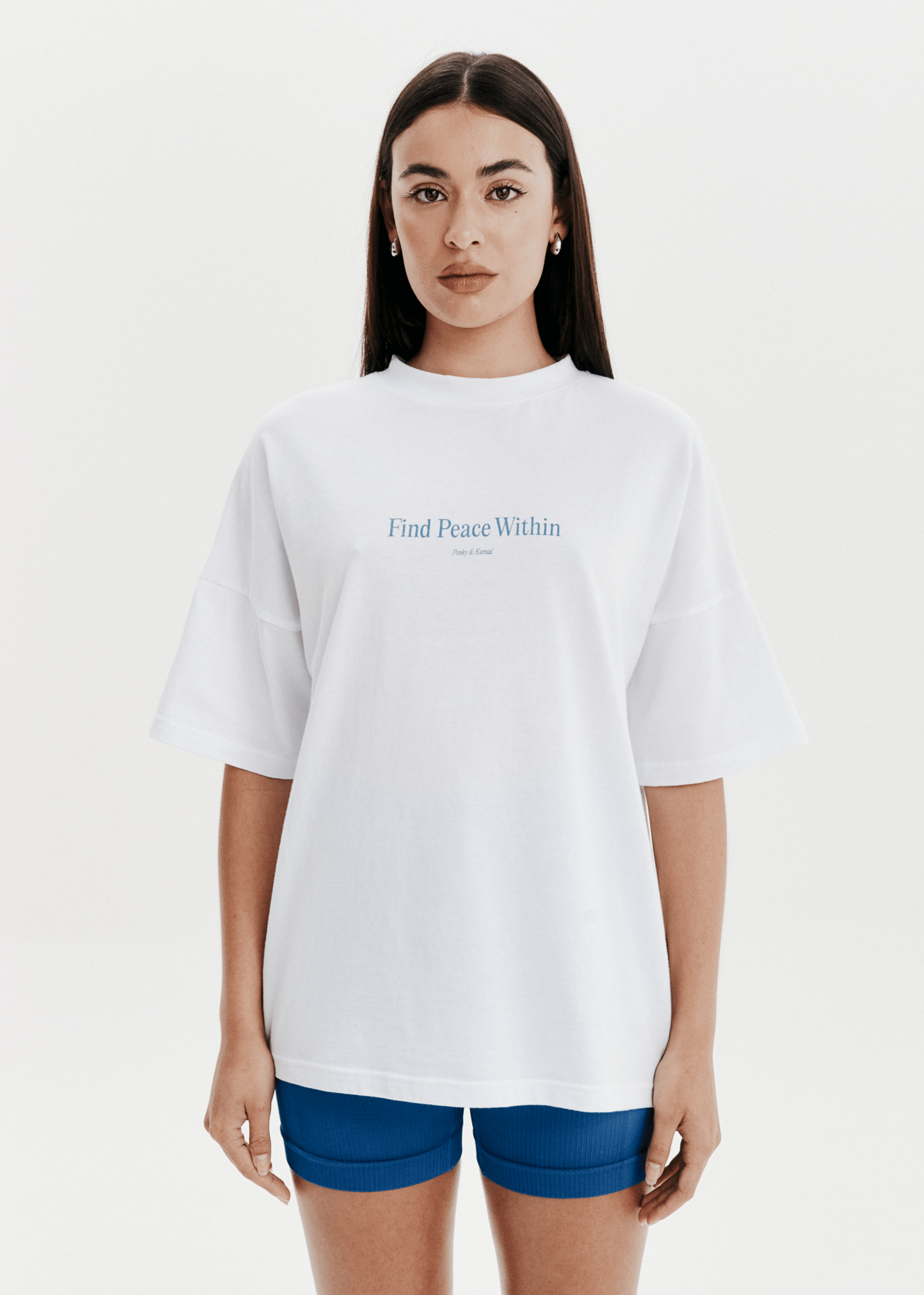 Find Peace Within T-Shirt- White/Blue