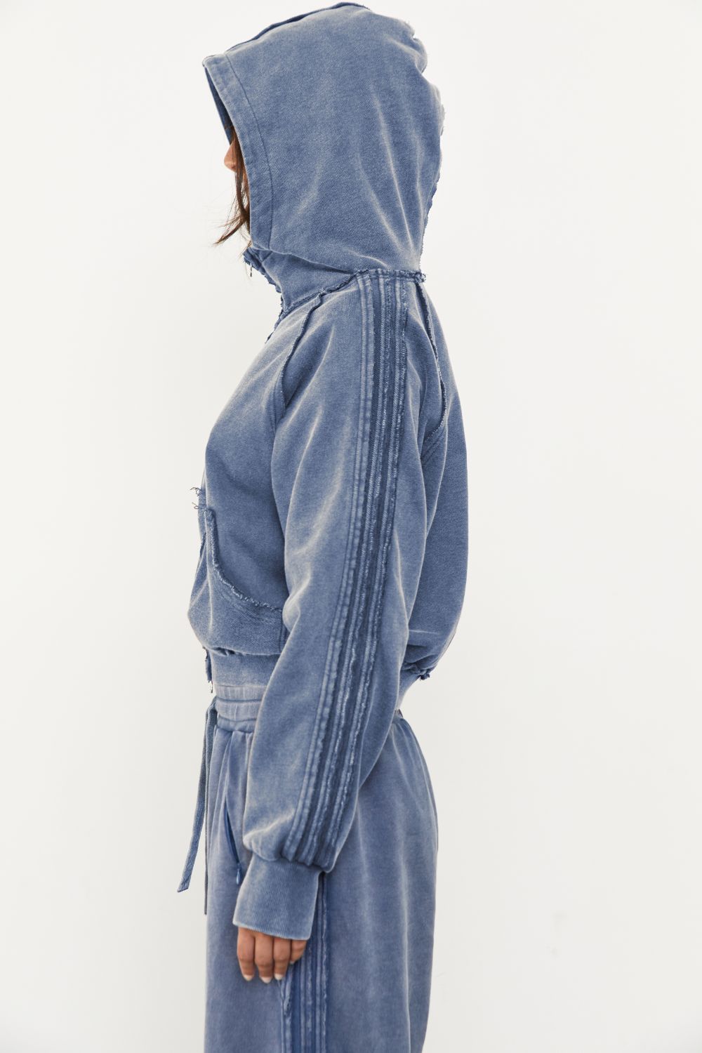 Zip Up Hoodie - Sky Acid Wash