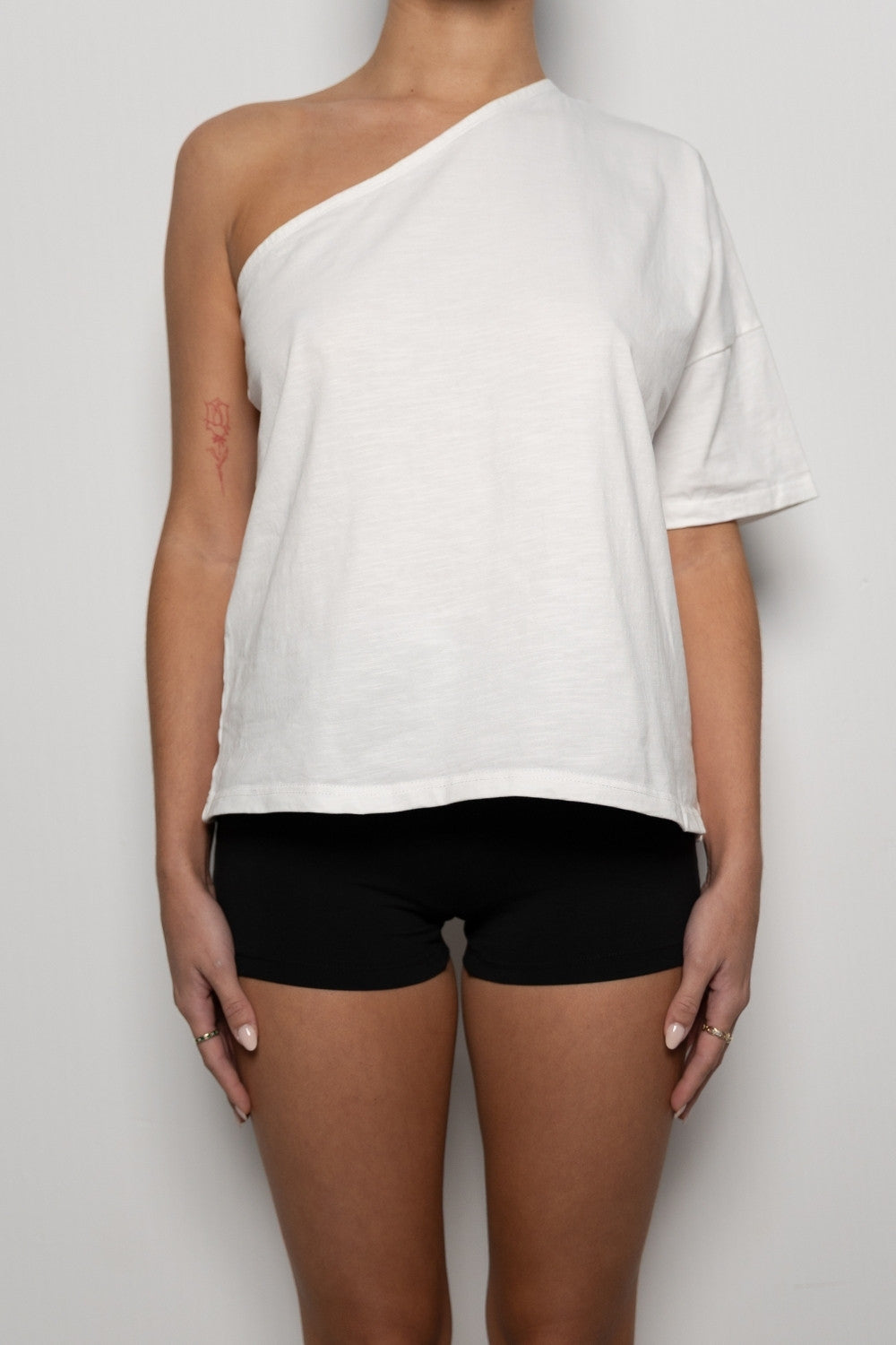 One Shoulder T-Shirt - White