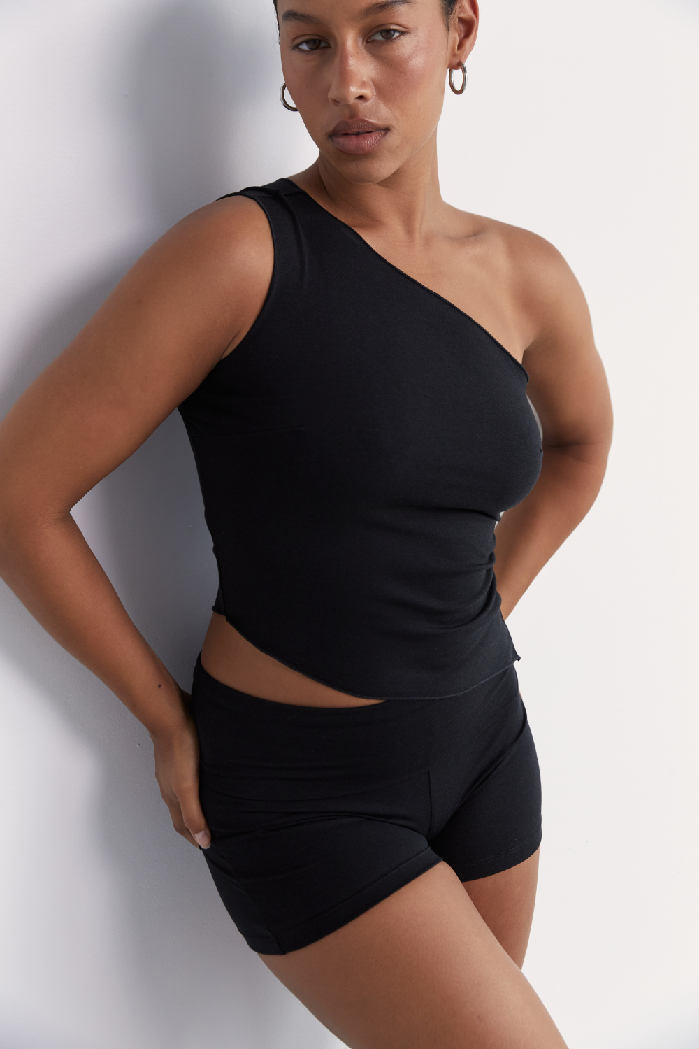 The Fold Over Mini Short - Black - Organic Cotton/Bamboo