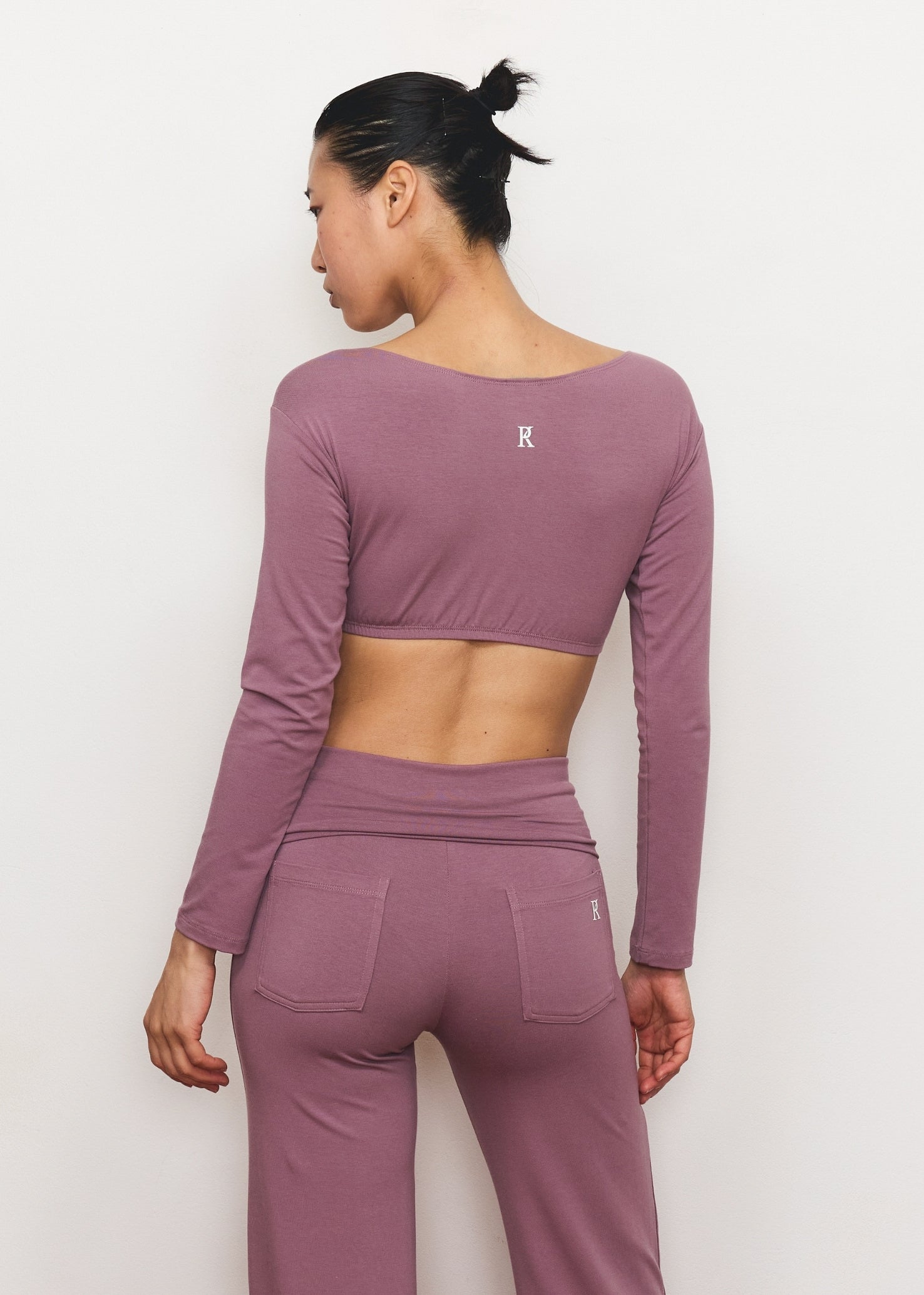 Long Sleeve Crop - Mauve - Organic Cotton/Bamboo