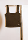 Fine Ribbed Scoop Neck Tank - Dark Brown