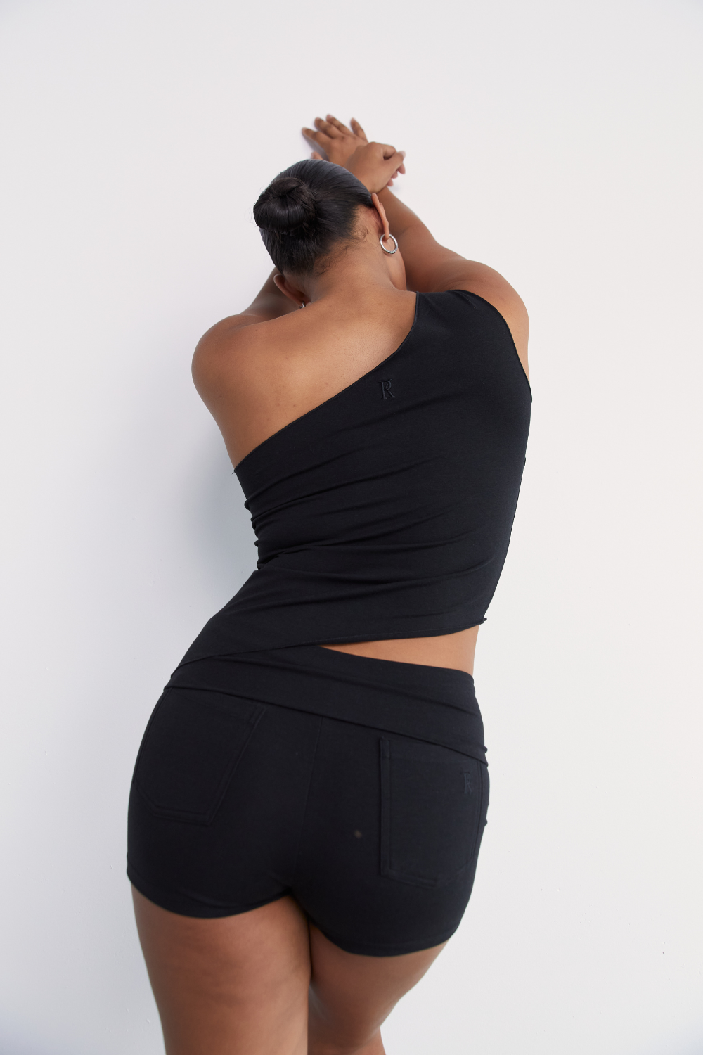 The Fold Over Mini Short - Black - Organic Cotton/Bamboo