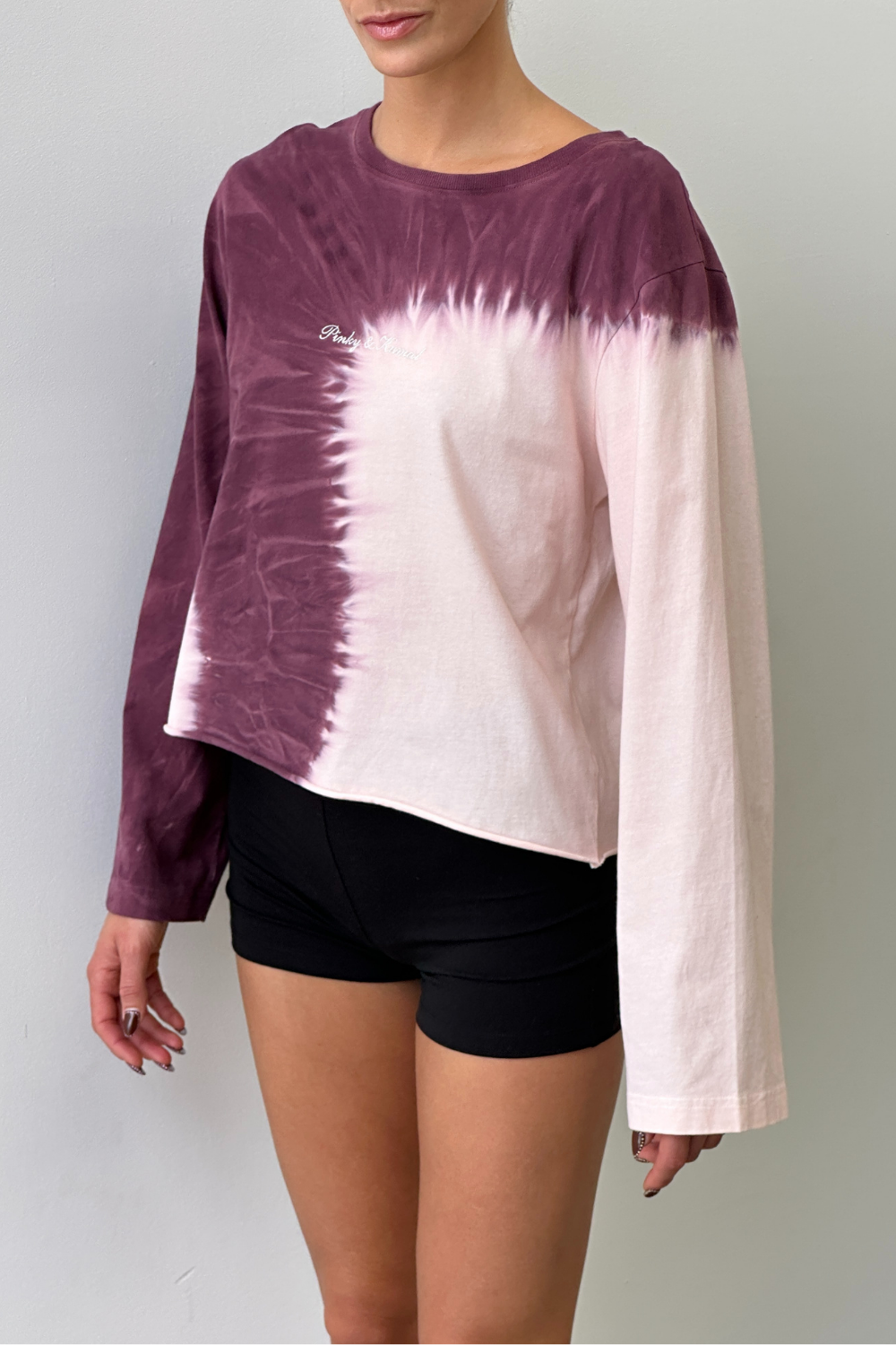 Tie Dye Long Sleeve Top - Pink/Burgundy