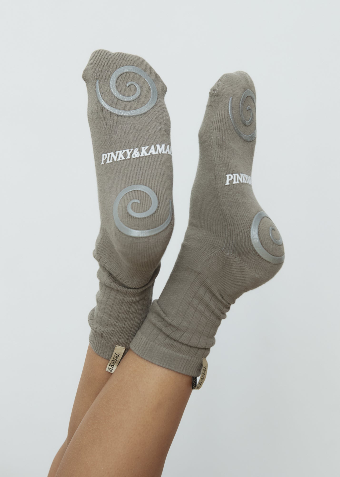 Accessories - Pilates Spiral Grip Sock - Pebble Grey