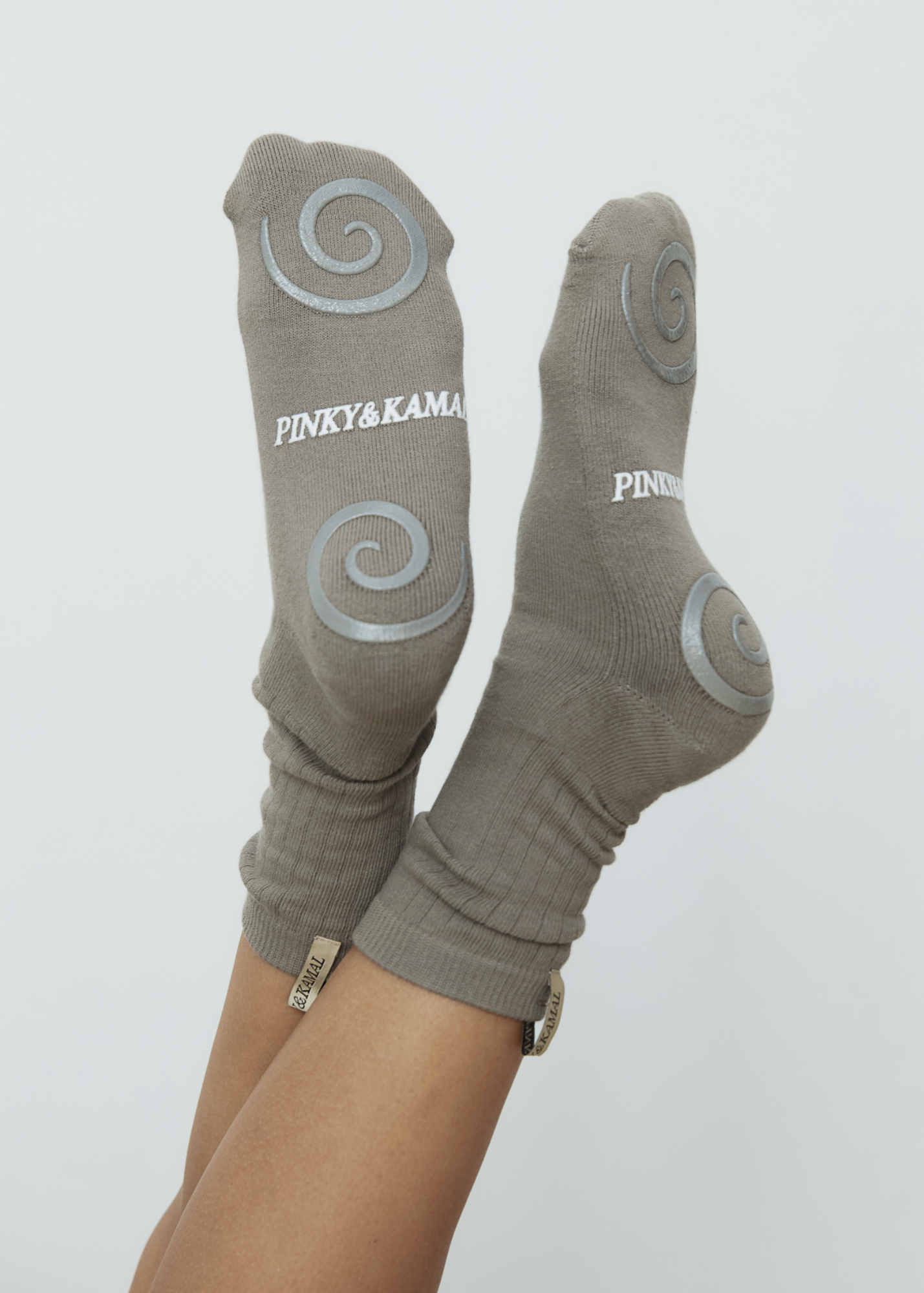 Pilates Spiral Grip Sock - Pebble Grey