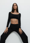 Yoga Tops - Long Sleeve Crop - Black