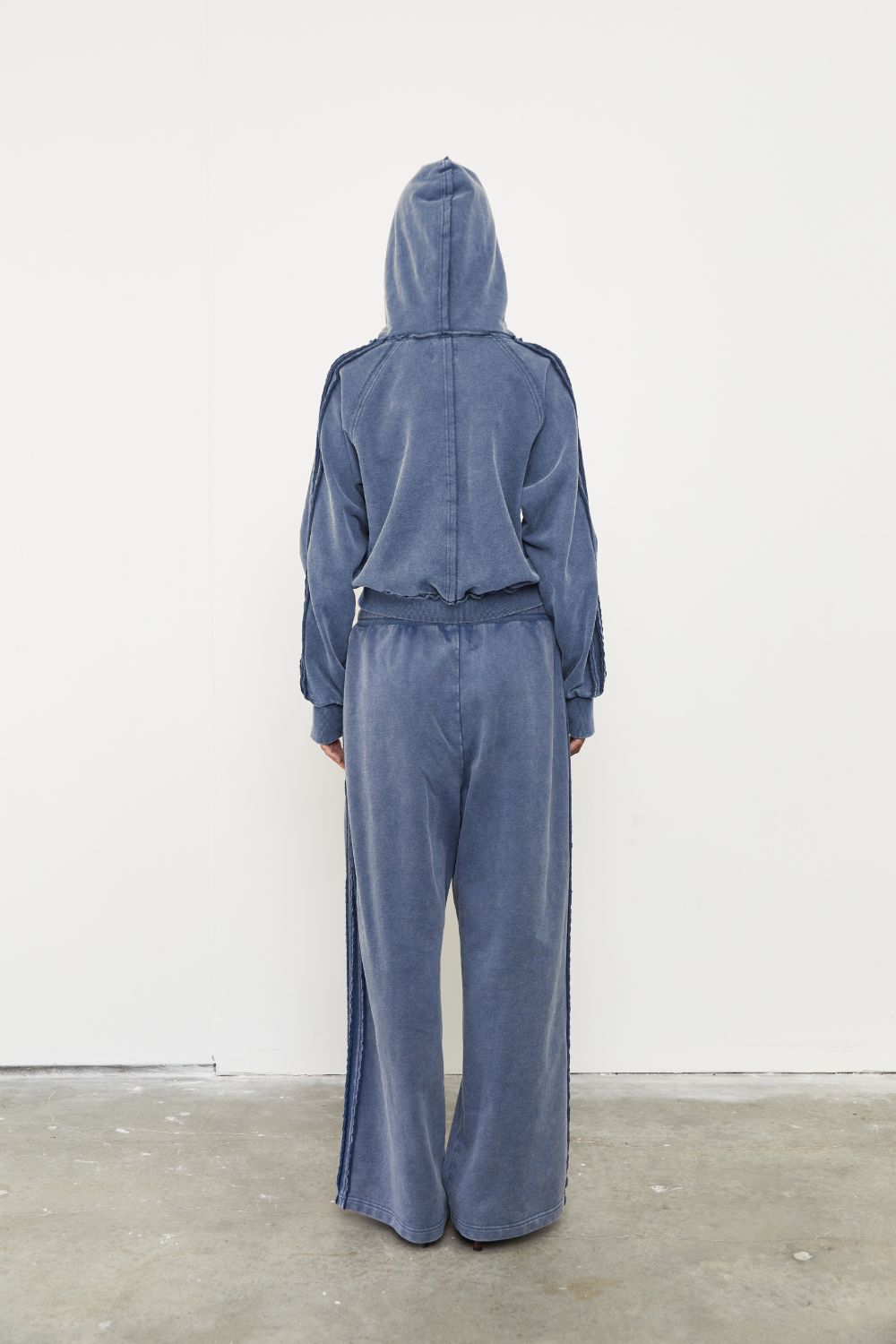 Zip Up Hoodie - Sky Acid Wash