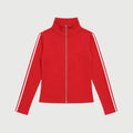 Striped Knit Bomber - Red and White