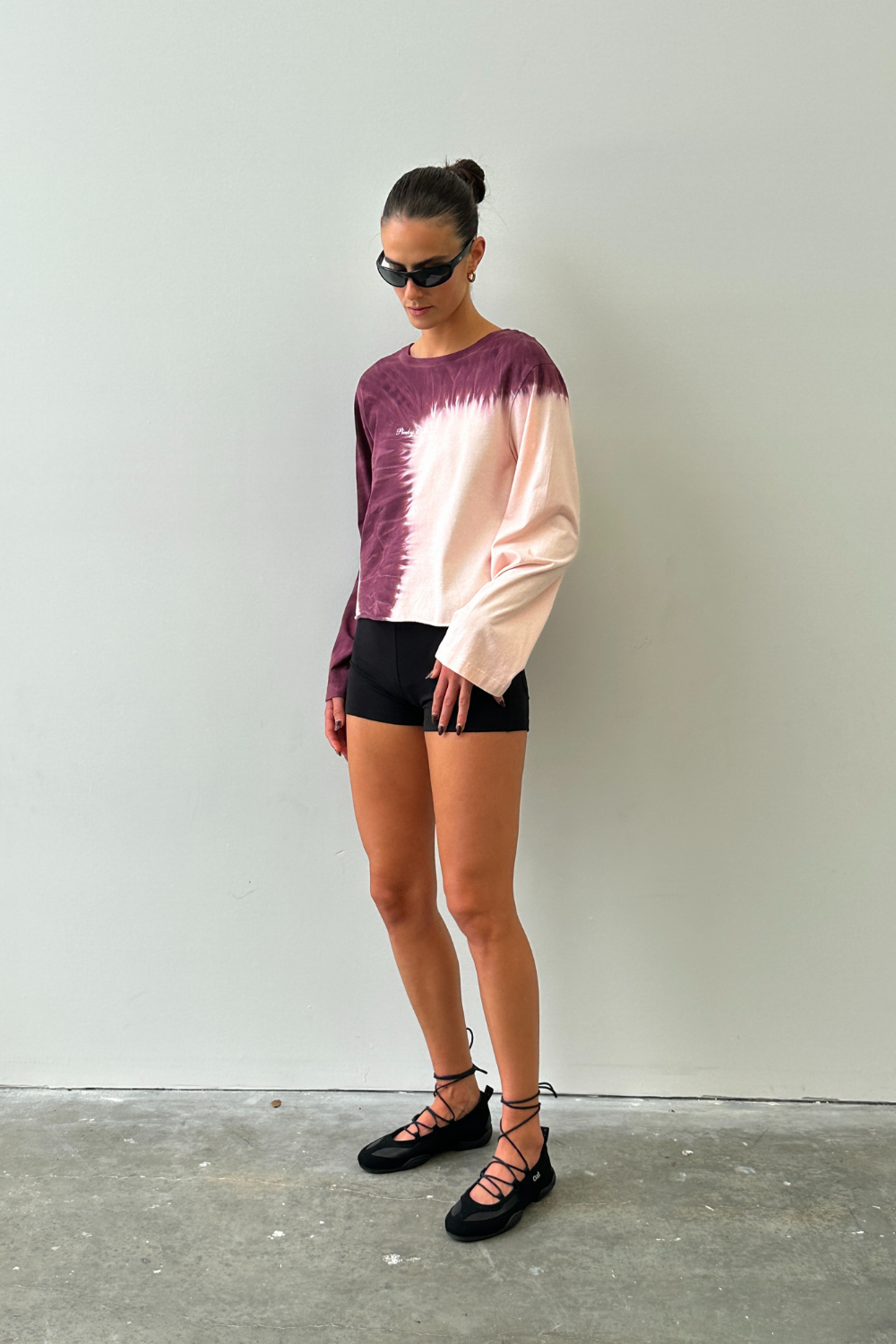 Tie Dye Long Sleeve Top - Pink/Burgundy
