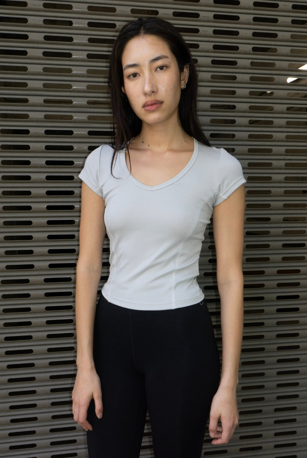 V Neck Tee - Pale Grey