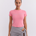 Powdered Silver Logo Baby Tee - Candy Pink