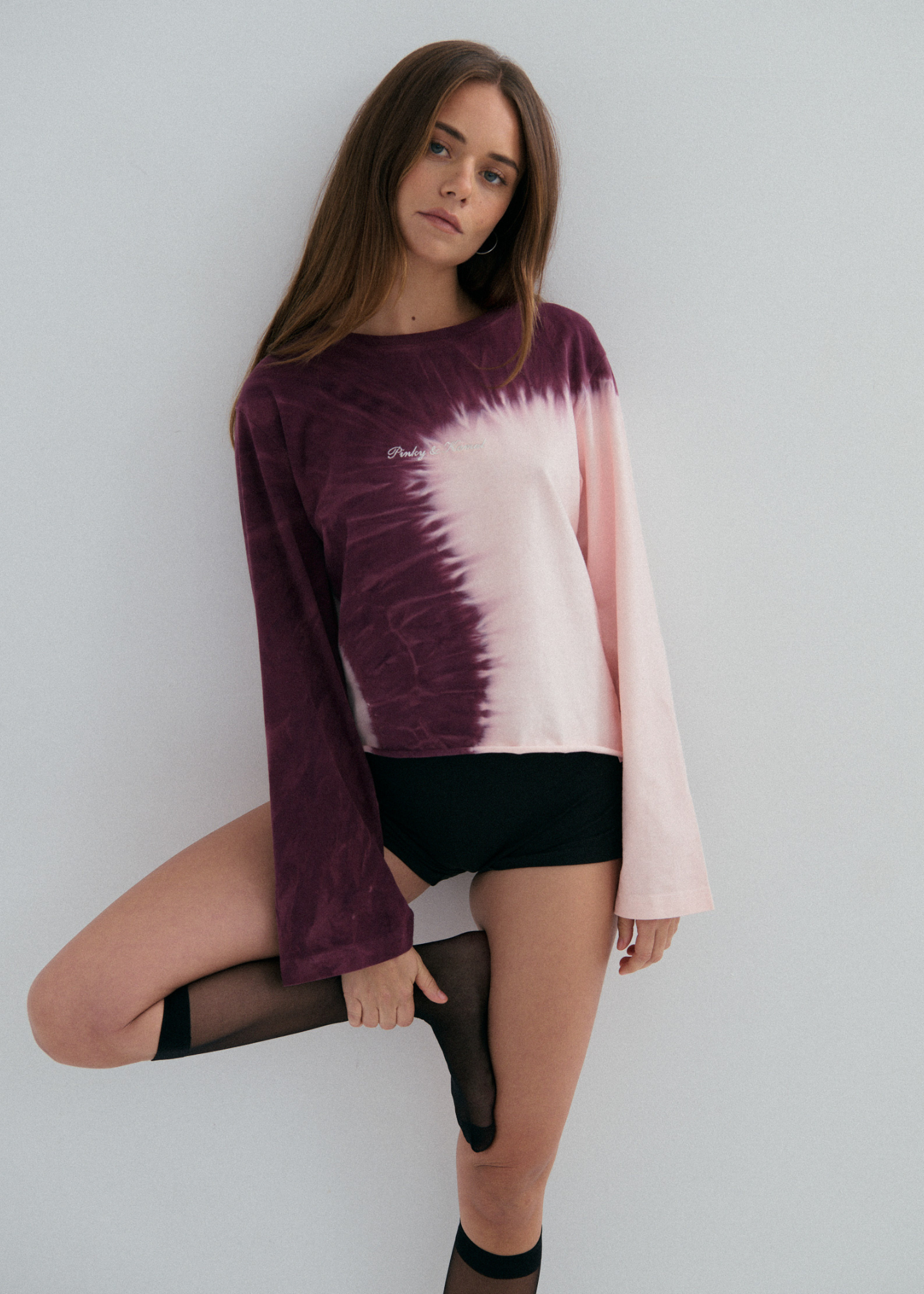 Tie Dye Long Sleeve Top - Tie Dye Burgundy