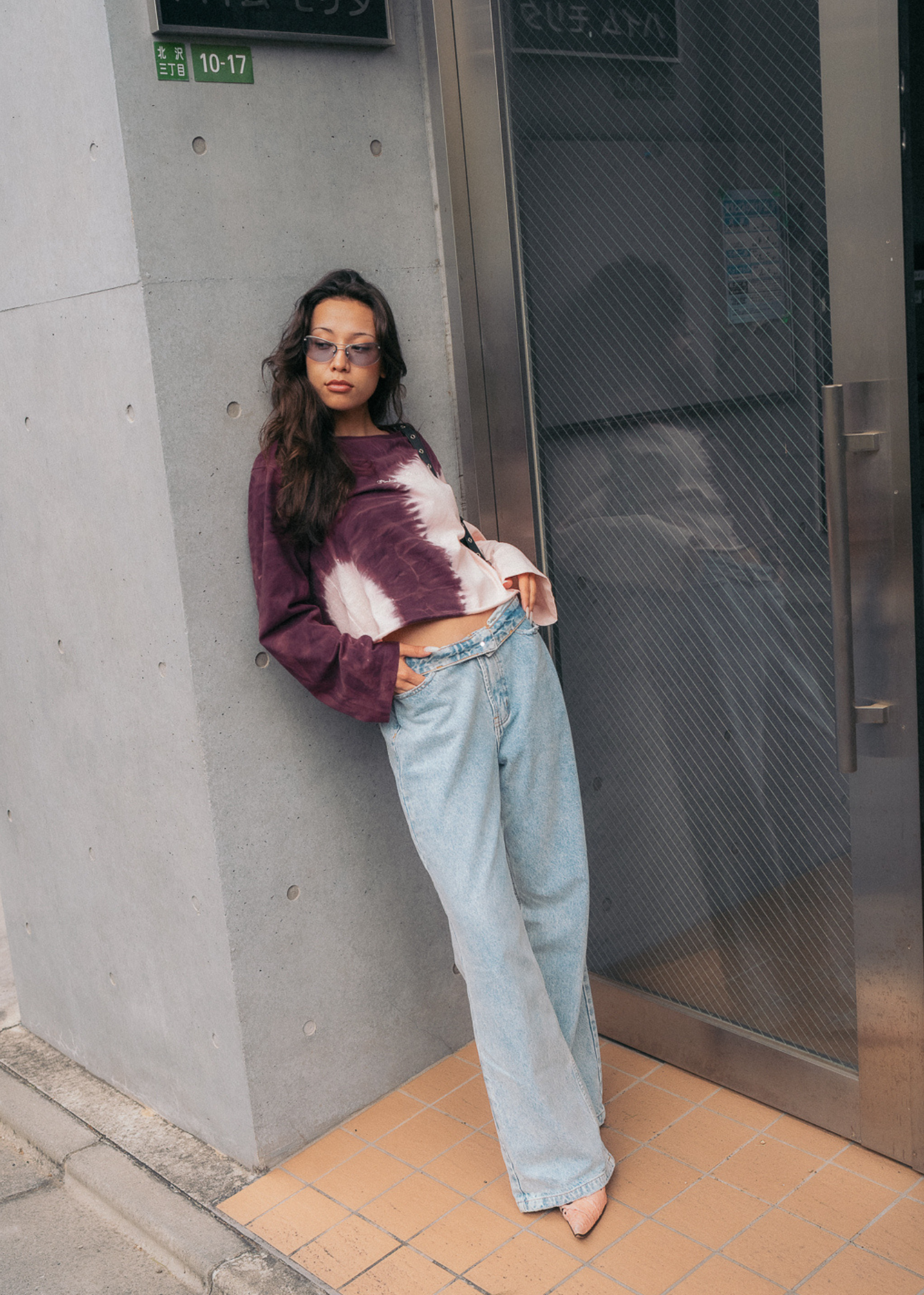 Tie Dye Long Sleeve Top - Tie Dye Burgundy