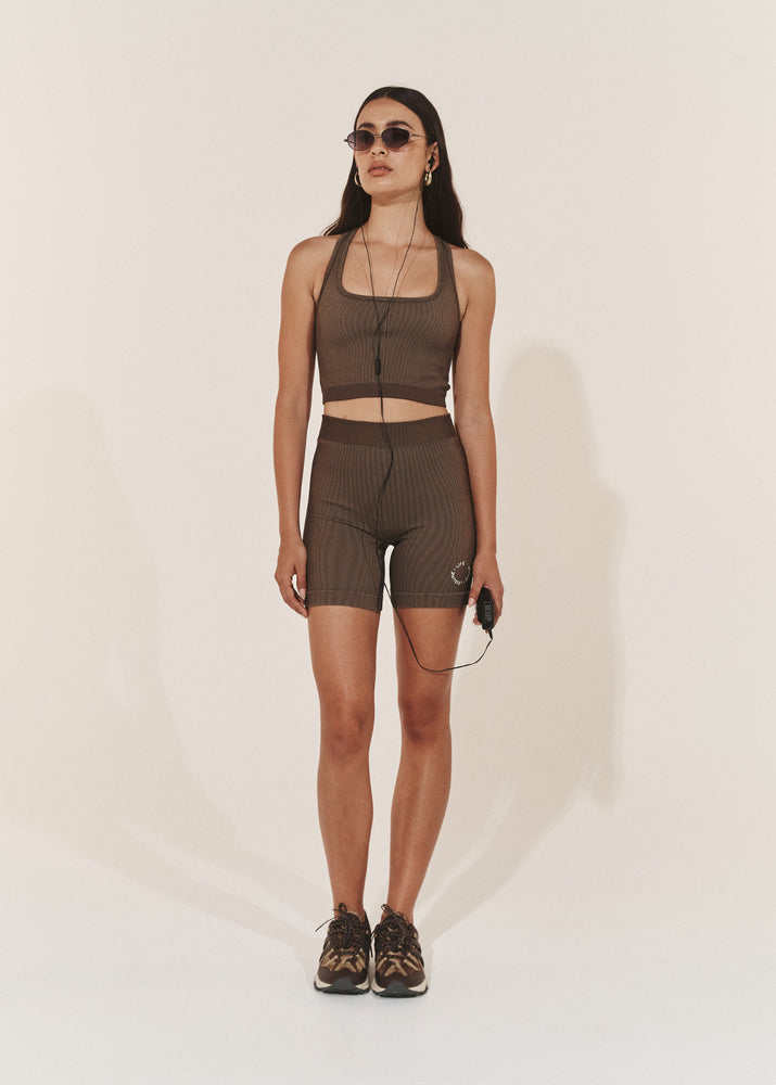 Cream top biker shorts