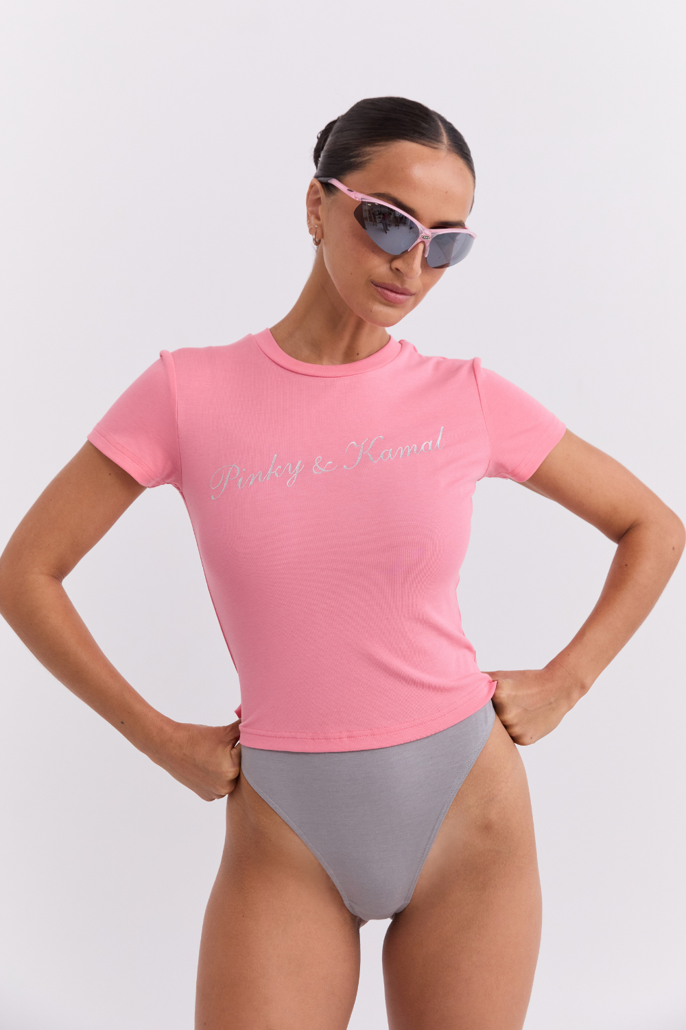 Powdered Silver Logo Baby Tee - Candy Pink